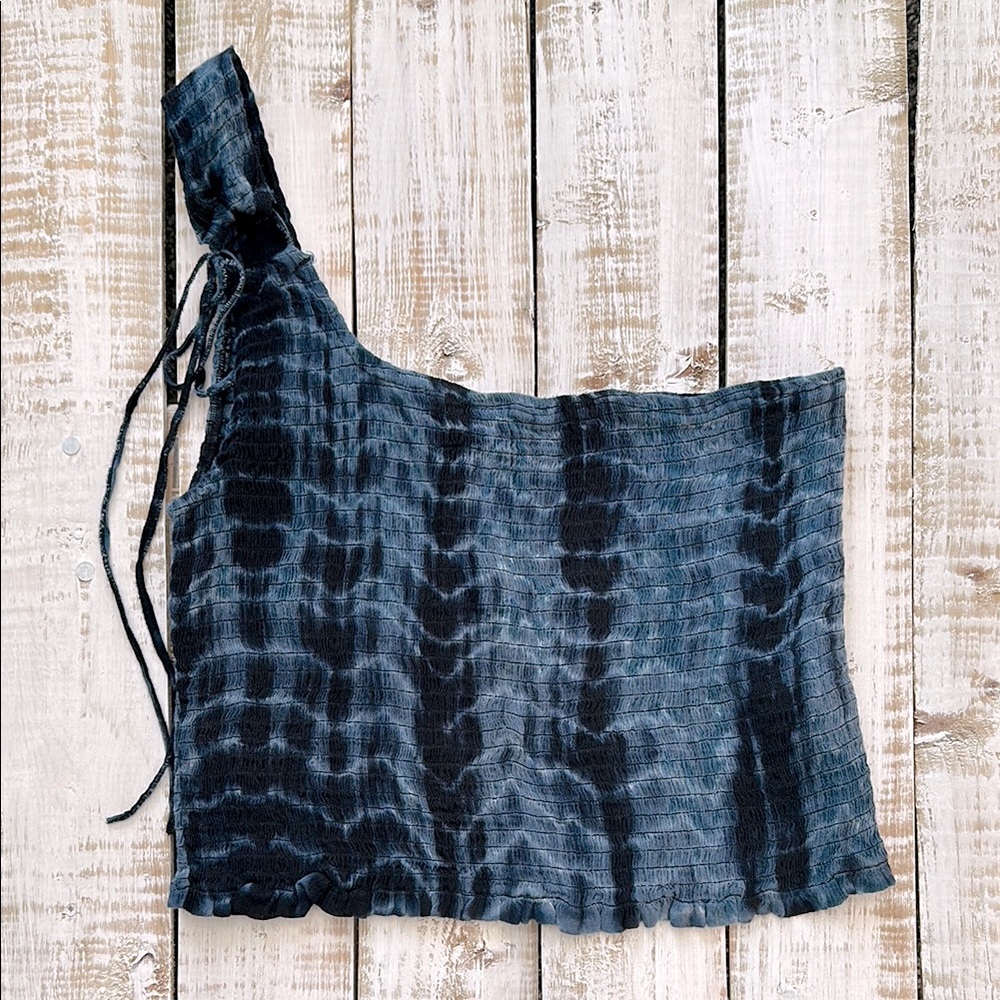 Free People One Kalli one shoulder tank top Indigo Blue Size M New NWT